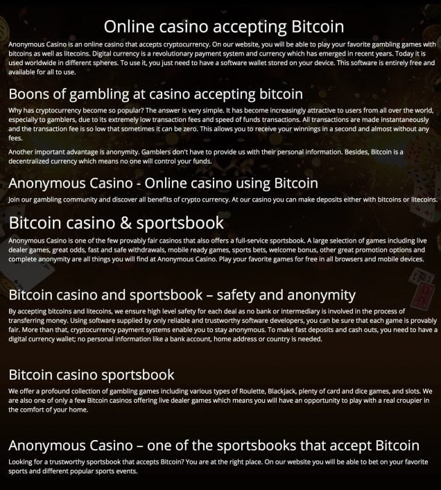 Anonymous Casino Test \u0026 Erfahrungen: Anonym mit Bitcoins wetten!